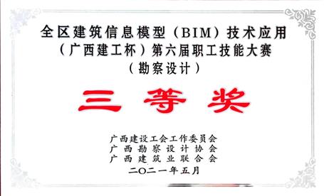 公司三项成果在广西“必赢杯”BIM大赛中获奖